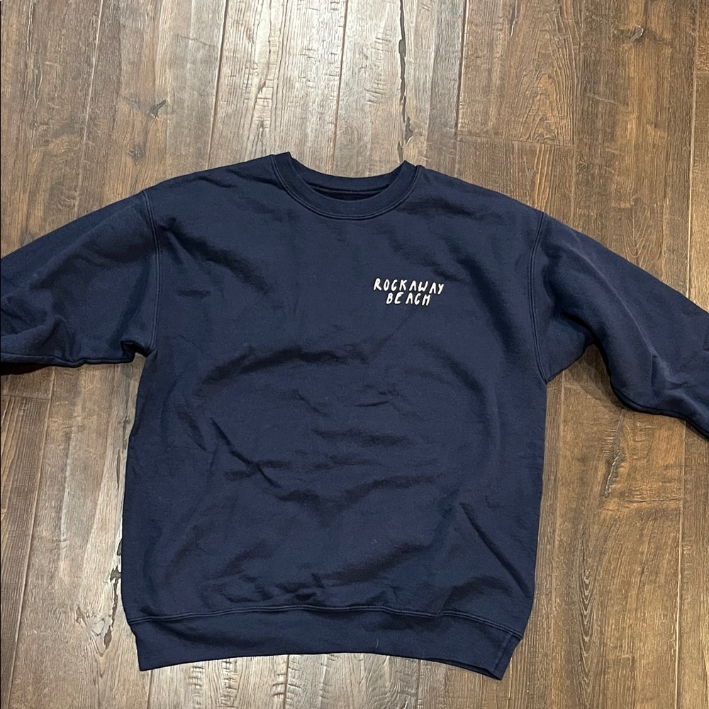 Hanes Men's Crewneck Sweater in Dark Blue - Rockaway Beach Design